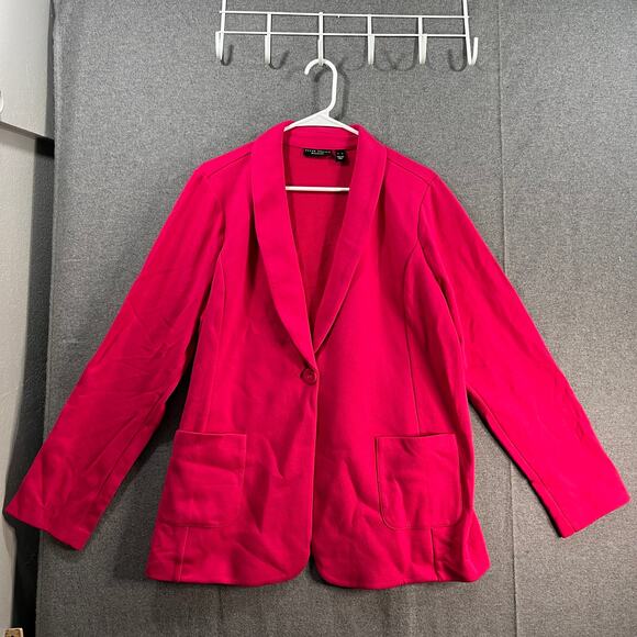 Susan Graver Weekend Regular Marina Knit Blazer Rich Fuchsia Size X-Large - Picture 1 of 10